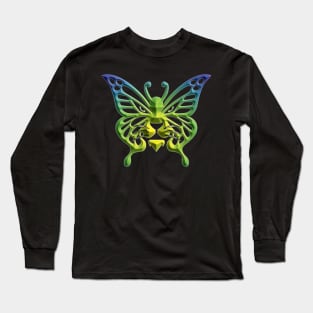 Wolf and butterfly 3d super soft blend drawing cute cool colorful Long Sleeve T-Shirt